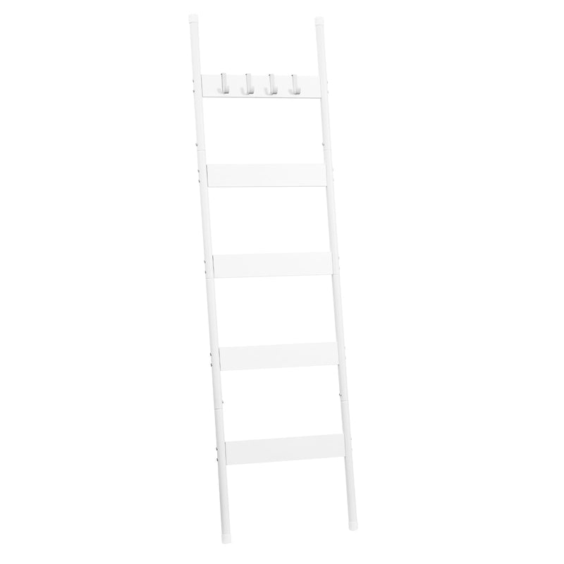 HOOBRO Blanket Ladder, 5-Tier Towel Rack with Hooks, Wall-Leaning Blanket Rack, Decorative Display Ladder Shelf, for Scarves, Industrial, Living Room, Bedroom, Rustic Brown and Black BF52CJ01