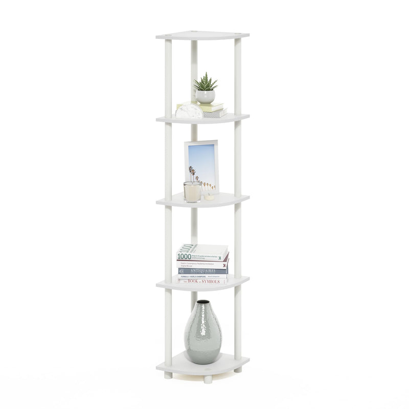 Furinno Turn-N-Tube 5 Tier Corner Display Rack Multipurpose Shelving Unit, 1-Pack, Espresso/Black