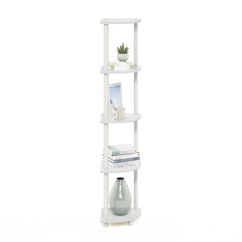 Furinno Turn-N-Tube 5 Tier Corner Display Rack Multipurpose Shelving Unit, 1-Pack, Espresso/Black