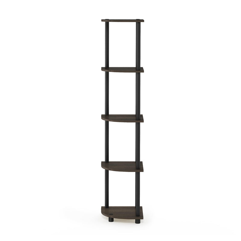 Furinno Turn-N-Tube 5 Tier Corner Display Rack Multipurpose Shelving Unit, 1-Pack, Espresso/Black