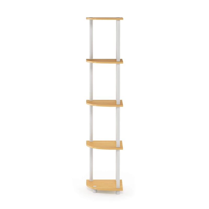 Furinno Turn-N-Tube 5 Tier Corner Display Rack Multipurpose Shelving Unit, 1-Pack, Espresso/Black