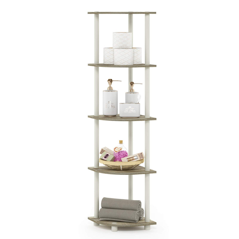Furinno Turn-N-Tube 5 Tier Corner Display Rack Multipurpose Shelving Unit, 1-Pack, Espresso/Black