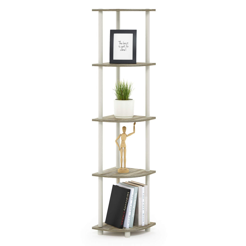 Furinno Turn-N-Tube 5 Tier Corner Display Rack Multipurpose Shelving Unit, 1-Pack, Espresso/Black