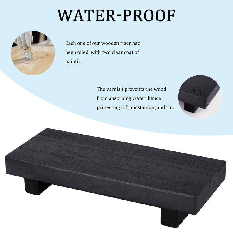 Small Wood Tray Pedestal Stand Farmhouse Bathroom Decor Decorative Wooden Riser Kitchen Soap Dish Holder for Vanity, Counter, Sink, Brown