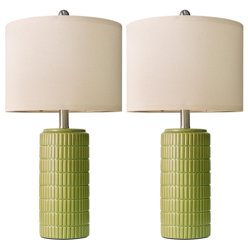 PoKat 23" Modern Ceramic Table Lamp Set of 2 for Living Room White Desk Lamps for Bedroom Farmhouse Bedside Nightstand Bedside Lamp End Table Lamps Beige