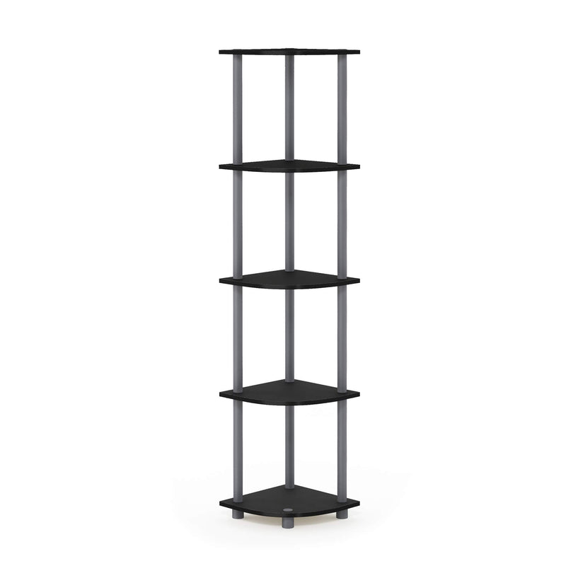 Furinno Turn-N-Tube 5 Tier Corner Display Rack Multipurpose Shelving Unit, 1-Pack, Espresso/Black