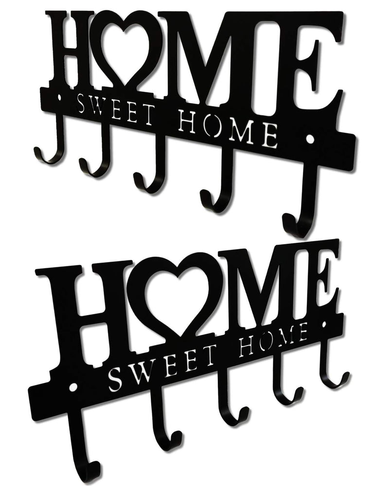 WIPHANY Key Holder Hooks Organizer Hanger Rack Wall Mounted with Screws and Anchors Home Sweet Home Wall Metal Decor for Entryway Front Door Kitchen Hallway Garage Mudroom Office 9.8inches/25cm