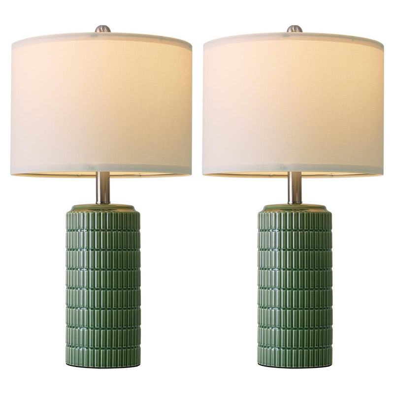 PoKat 23" Modern Ceramic Table Lamp Set of 2 for Living Room White Desk Lamps for Bedroom Farmhouse Bedside Nightstand Bedside Lamp End Table Lamps Beige