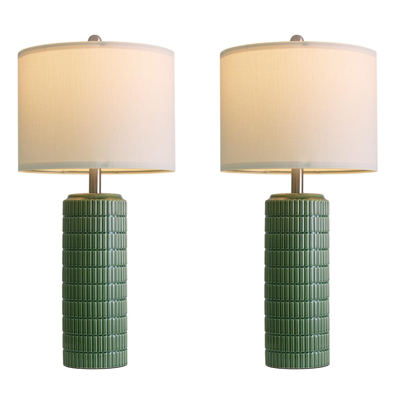 PoKat 23" Modern Ceramic Table Lamp Set of 2 for Living Room White Desk Lamps for Bedroom Farmhouse Bedside Nightstand Bedside Lamp End Table Lamps Beige