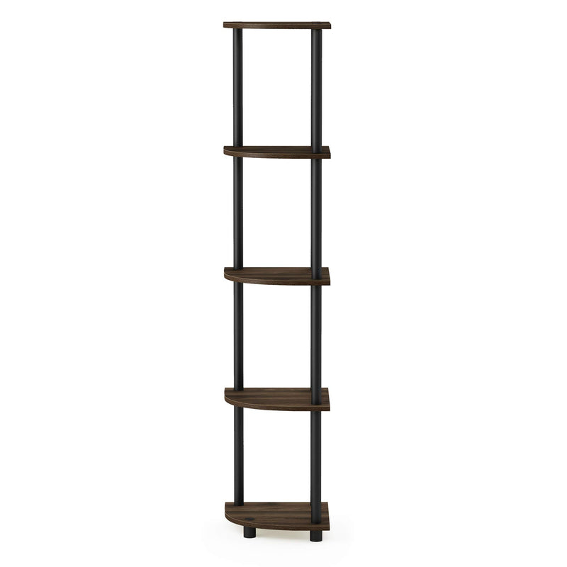 Furinno Turn-N-Tube 5 Tier Corner Display Rack Multipurpose Shelving Unit, 1-Pack, Espresso/Black