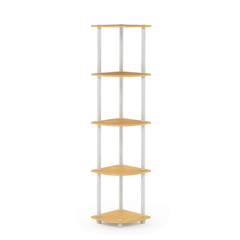 Furinno Turn-N-Tube 5 Tier Corner Display Rack Multipurpose Shelving Unit, 1-Pack, Espresso/Black