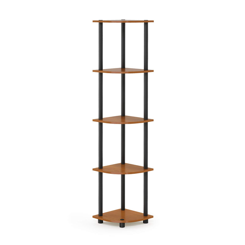 Furinno Turn-N-Tube 5 Tier Corner Display Rack Multipurpose Shelving Unit, 1-Pack, Espresso/Black
