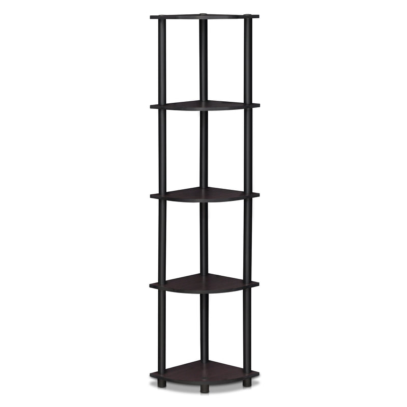 Furinno Turn-N-Tube 5 Tier Corner Display Rack Multipurpose Shelving Unit, 1-Pack, Espresso/Black