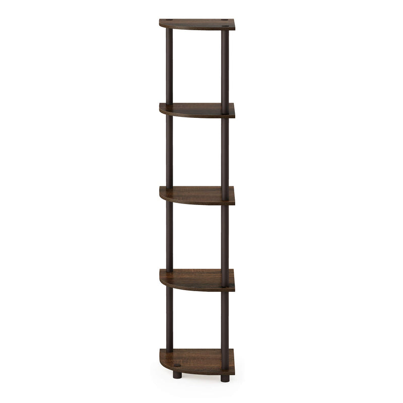 Furinno Turn-N-Tube 5 Tier Corner Display Rack Multipurpose Shelving Unit, 1-Pack, Espresso/Black