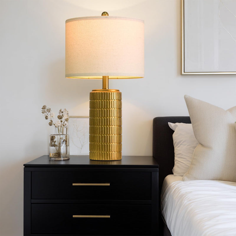 PoKat 23" Modern Ceramic Table Lamp Set of 2 for Living Room White Desk Lamps for Bedroom Farmhouse Bedside Nightstand Bedside Lamp End Table Lamps Beige