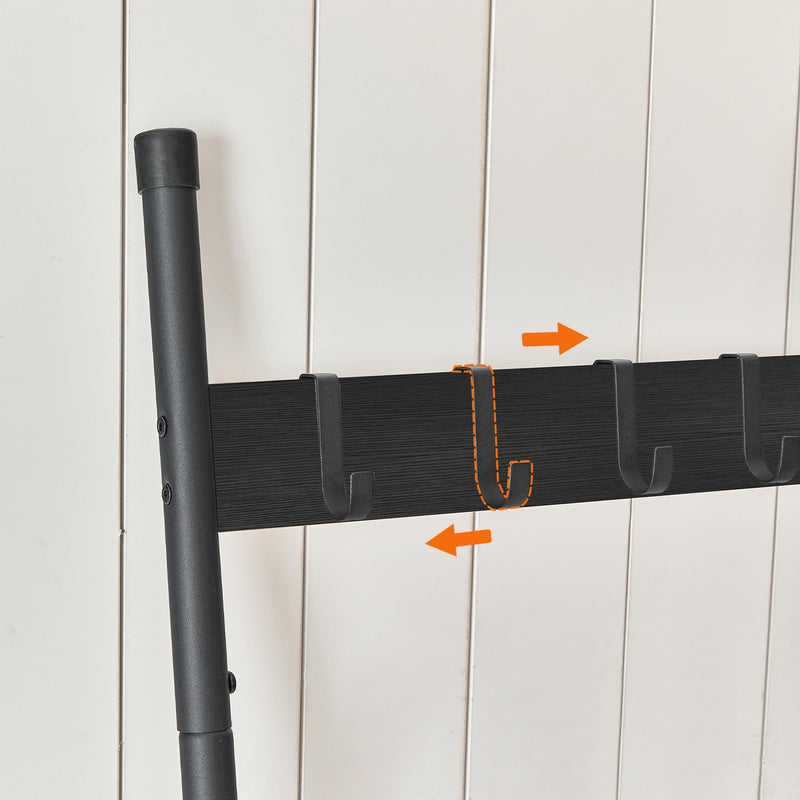 HOOBRO Blanket Ladder, 5-Tier Towel Rack with Hooks, Wall-Leaning Blanket Rack, Decorative Display Ladder Shelf, for Scarves, Industrial, Living Room, Bedroom, Rustic Brown and Black BF52CJ01