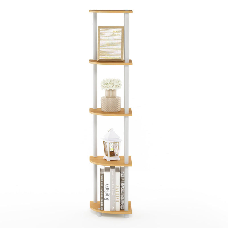 Furinno Turn-N-Tube 5 Tier Corner Display Rack Multipurpose Shelving Unit, 1-Pack, Espresso/Black