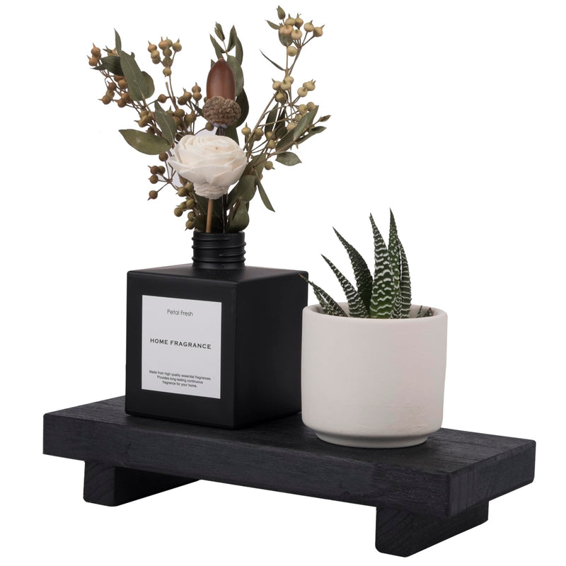 Small Wood Tray Pedestal Stand Farmhouse Bathroom Decor Decorative Wooden Riser Kitchen Soap Dish Holder for Vanity, Counter, Sink, Brown