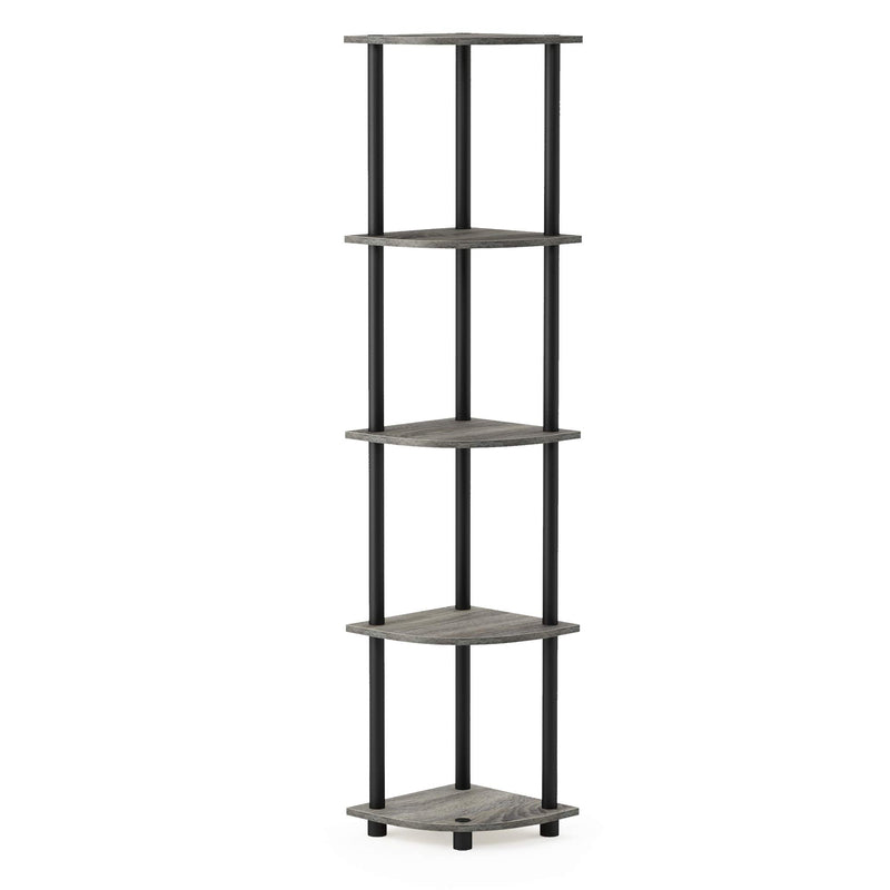 Furinno Turn-N-Tube 5 Tier Corner Display Rack Multipurpose Shelving Unit, 1-Pack, Espresso/Black