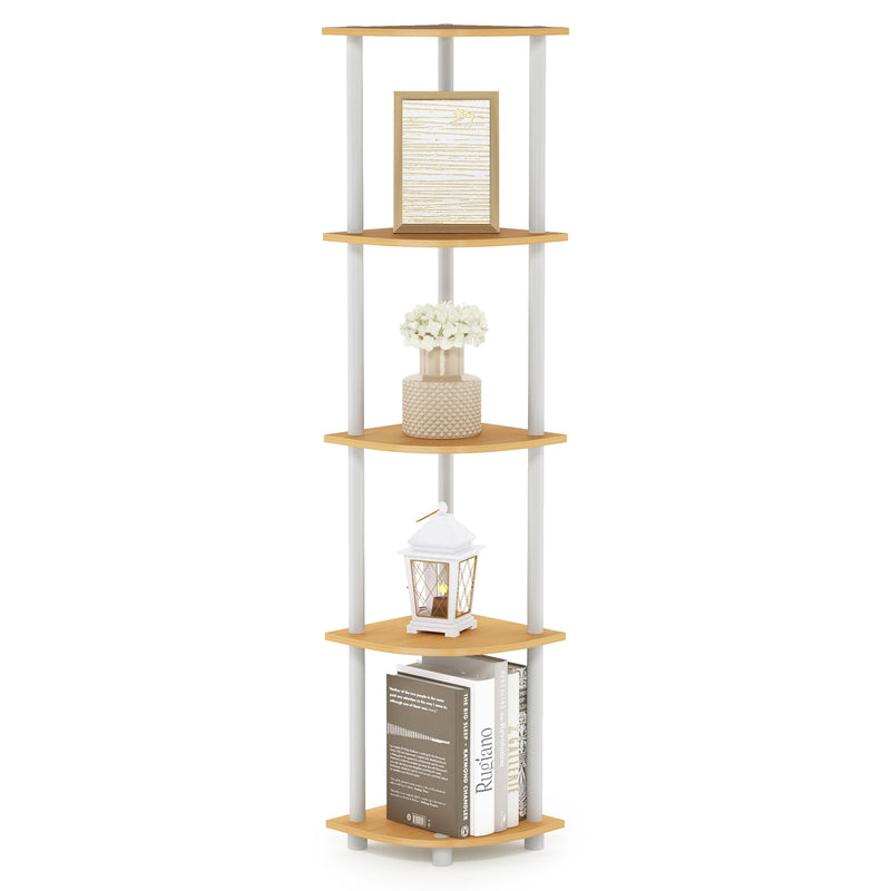 Furinno Turn-N-Tube 5 Tier Corner Display Rack Multipurpose Shelving Unit, 1-Pack, Espresso/Black