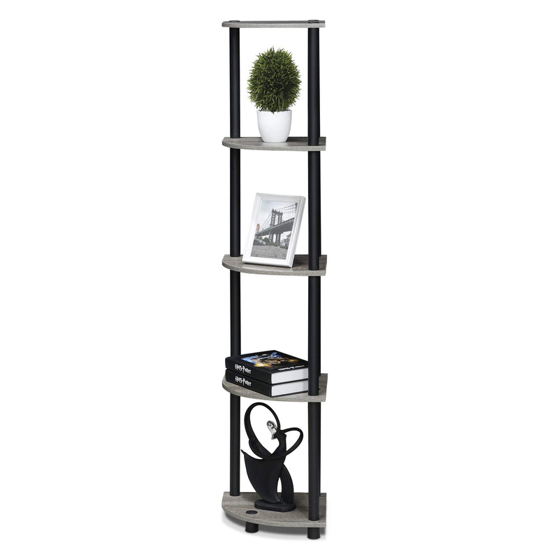 Furinno Turn-N-Tube 5 Tier Corner Display Rack Multipurpose Shelving Unit, 1-Pack, Espresso/Black