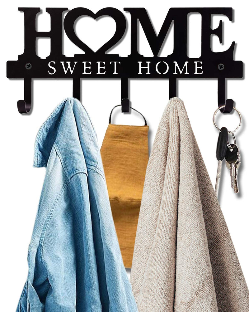 WIPHANY Key Holder Hooks Organizer Hanger Rack Wall Mounted with Screws and Anchors Home Sweet Home Wall Metal Decor for Entryway Front Door Kitchen Hallway Garage Mudroom Office 9.8inches/25cm