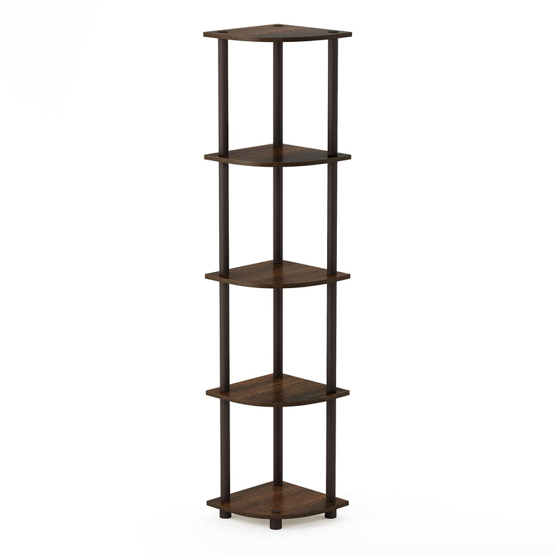 Furinno Turn-N-Tube 5 Tier Corner Display Rack Multipurpose Shelving Unit, 1-Pack, Espresso/Black