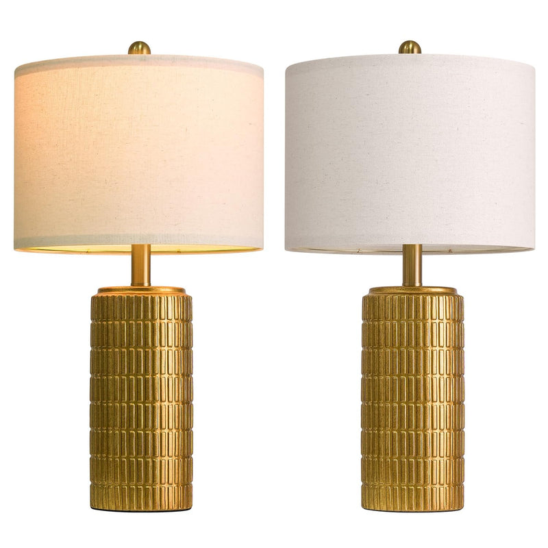 PoKat 23" Modern Ceramic Table Lamp Set of 2 for Living Room White Desk Lamps for Bedroom Farmhouse Bedside Nightstand Bedside Lamp End Table Lamps Beige