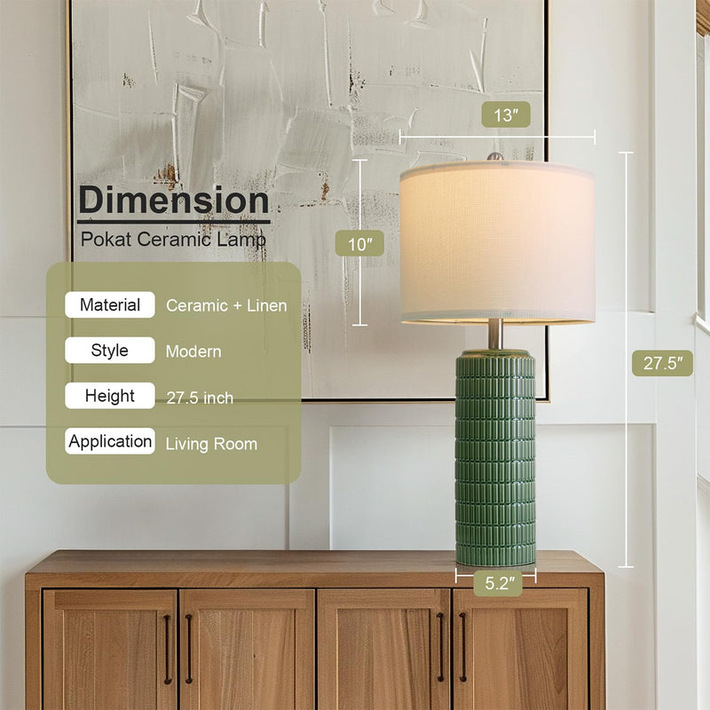 PoKat 23" Modern Ceramic Table Lamp Set of 2 for Living Room White Desk Lamps for Bedroom Farmhouse Bedside Nightstand Bedside Lamp End Table Lamps Beige