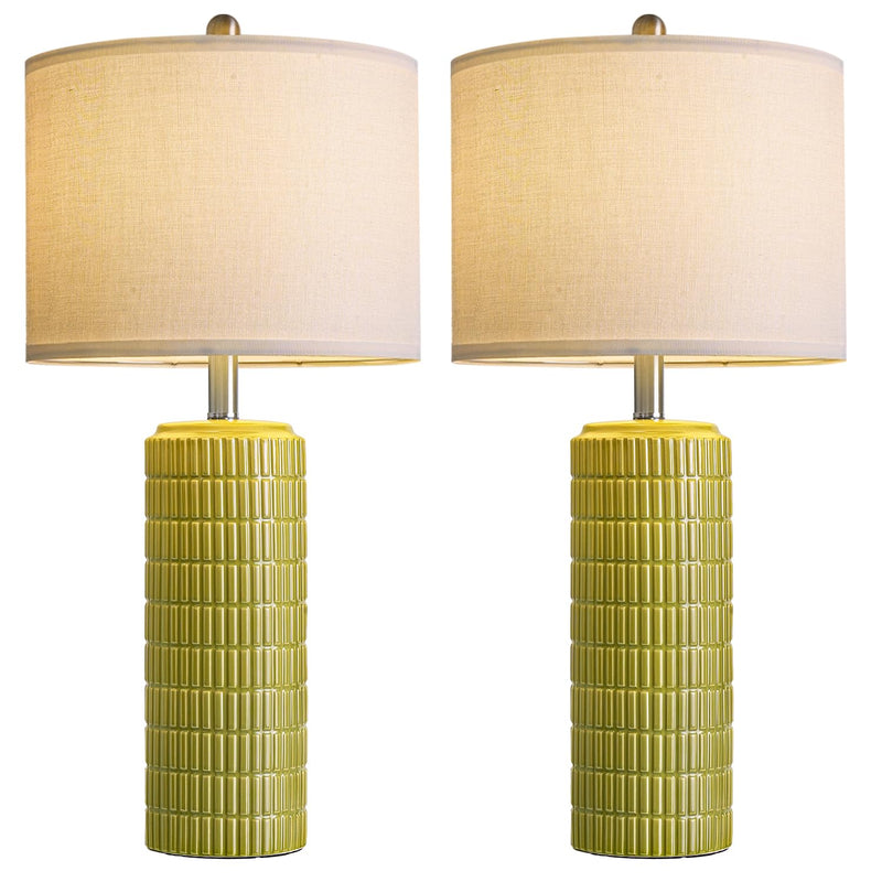PoKat 23" Modern Ceramic Table Lamp Set of 2 for Living Room White Desk Lamps for Bedroom Farmhouse Bedside Nightstand Bedside Lamp End Table Lamps Beige
