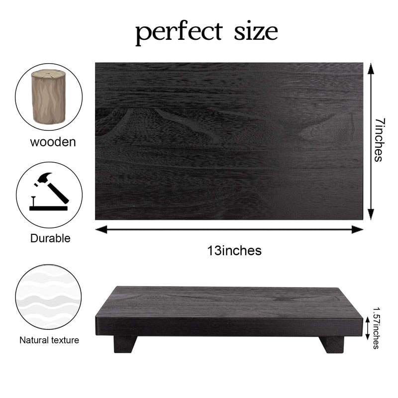 Small Wood Tray Pedestal Stand Farmhouse Bathroom Decor Decorative Wooden Riser Kitchen Soap Dish Holder for Vanity, Counter, Sink, Brown
