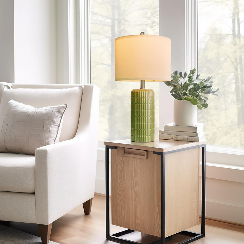 PoKat 23" Modern Ceramic Table Lamp Set of 2 for Living Room White Desk Lamps for Bedroom Farmhouse Bedside Nightstand Bedside Lamp End Table Lamps Beige