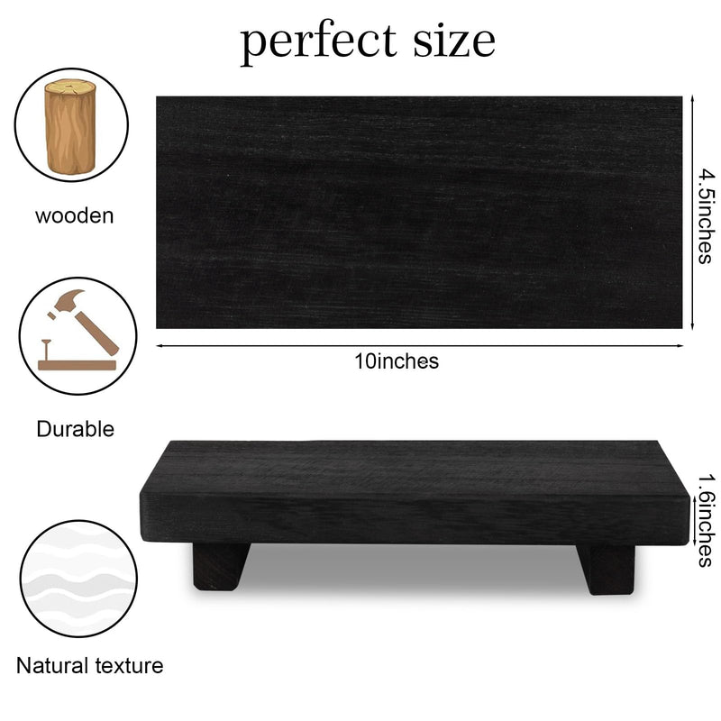 Small Wood Tray Pedestal Stand Farmhouse Bathroom Decor Decorative Wooden Riser Kitchen Soap Dish Holder for Vanity, Counter, Sink, Brown