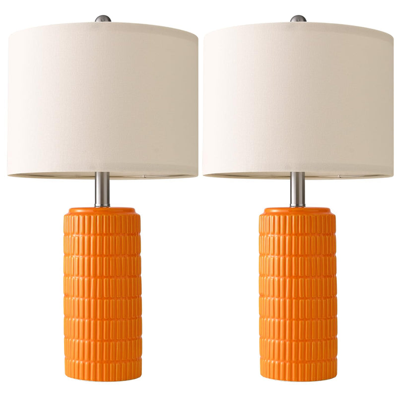 PoKat 23" Modern Ceramic Table Lamp Set of 2 for Living Room White Desk Lamps for Bedroom Farmhouse Bedside Nightstand Bedside Lamp End Table Lamps Beige