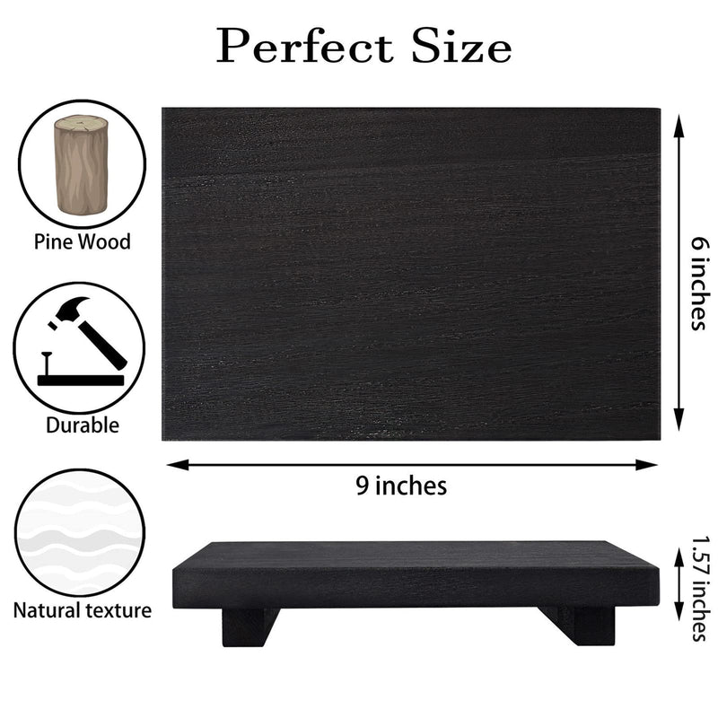 Small Wood Tray Pedestal Stand Farmhouse Bathroom Decor Decorative Wooden Riser Kitchen Soap Dish Holder for Vanity, Counter, Sink, Brown