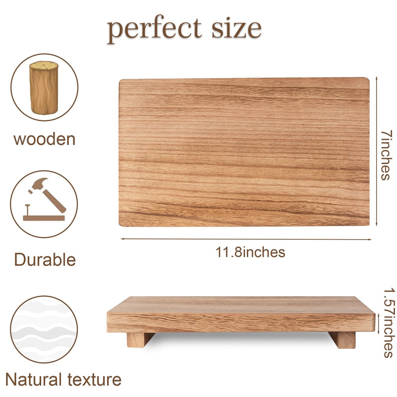 Small Wood Tray Pedestal Stand Farmhouse Bathroom Decor Decorative Wooden Riser Kitchen Soap Dish Holder for Vanity, Counter, Sink, Brown