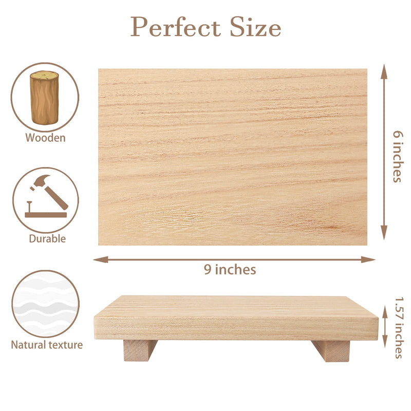 Small Wood Tray Pedestal Stand Farmhouse Bathroom Decor Decorative Wooden Riser Kitchen Soap Dish Holder for Vanity, Counter, Sink, Brown