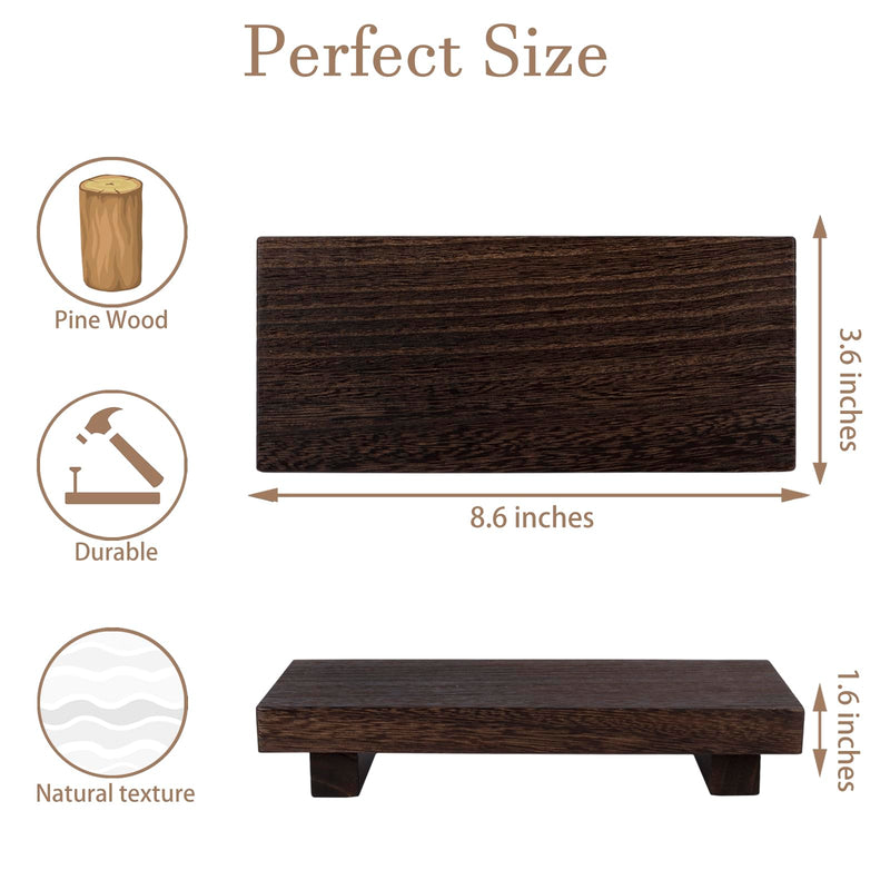 Small Wood Tray Pedestal Stand Farmhouse Bathroom Decor Decorative Wooden Riser Kitchen Soap Dish Holder for Vanity, Counter, Sink, Brown