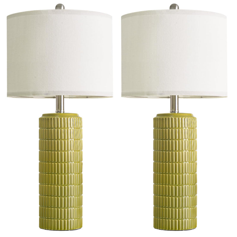 PoKat 23" Modern Ceramic Table Lamp Set of 2 for Living Room White Desk Lamps for Bedroom Farmhouse Bedside Nightstand Bedside Lamp End Table Lamps Beige