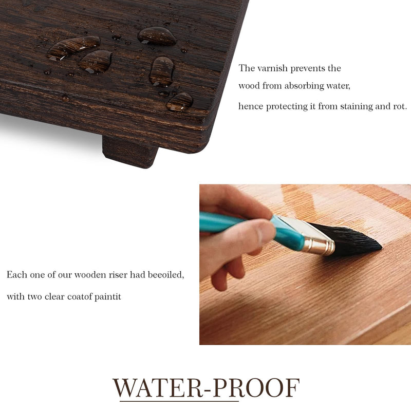 Small Wood Tray Pedestal Stand Farmhouse Bathroom Decor Decorative Wooden Riser Kitchen Soap Dish Holder for Vanity, Counter, Sink, Brown
