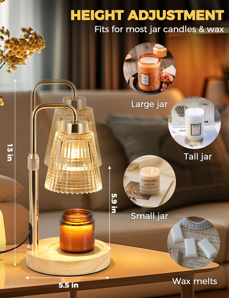 Candle Warmer Lamp with Timer Dimmable, Birthday Gifts for Women Mom, House Warming Gifts New Home Decor, Wax Melt Warmer for Jar Candles with 2 Bulbs
