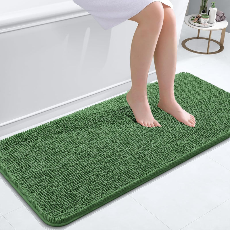 OLANLY Bathroom Rugs 30x20, Extra Soft Absorbent Chenille Bath Rugs, Rubber Backing Quick Dry, Machine Washable Bath Mats for Bathroom Floor, Tub and Shower, Home Decor Accessories, Grey