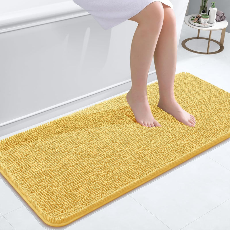 OLANLY Bathroom Rugs 30x20, Extra Soft Absorbent Chenille Bath Rugs, Rubber Backing Quick Dry, Machine Washable Bath Mats for Bathroom Floor, Tub and Shower, Home Decor Accessories, Grey