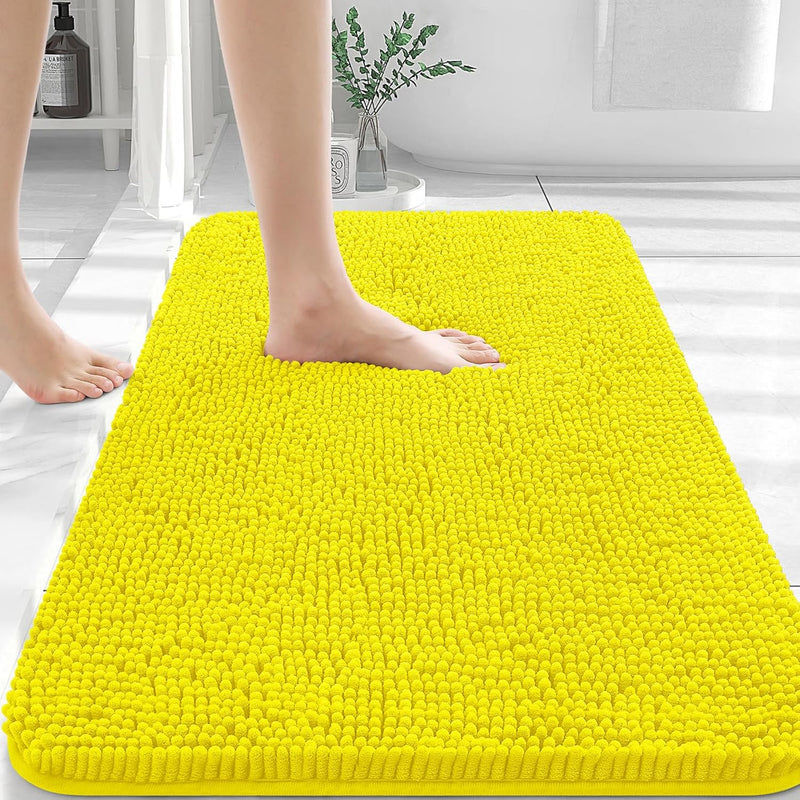 OLANLY Bathroom Rugs 30x20, Extra Soft Absorbent Chenille Bath Rugs, Rubber Backing Quick Dry, Machine Washable Bath Mats for Bathroom Floor, Tub and Shower, Home Decor Accessories, Grey