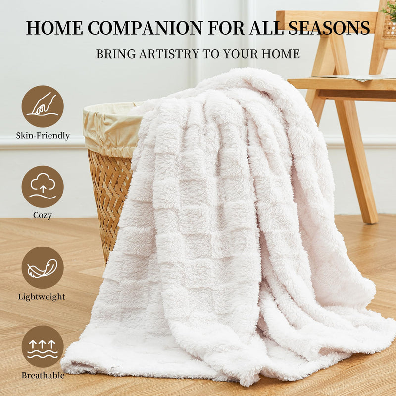 Aganear Fleece Throw Blanket - Cozy Soft Lightweight Fuzzy Throw Blanket for Women Portable Throw Blankets for Couch, Warm Present for Birthday, Christmas, Halloween, Housewarming(50"x60", Khaki)