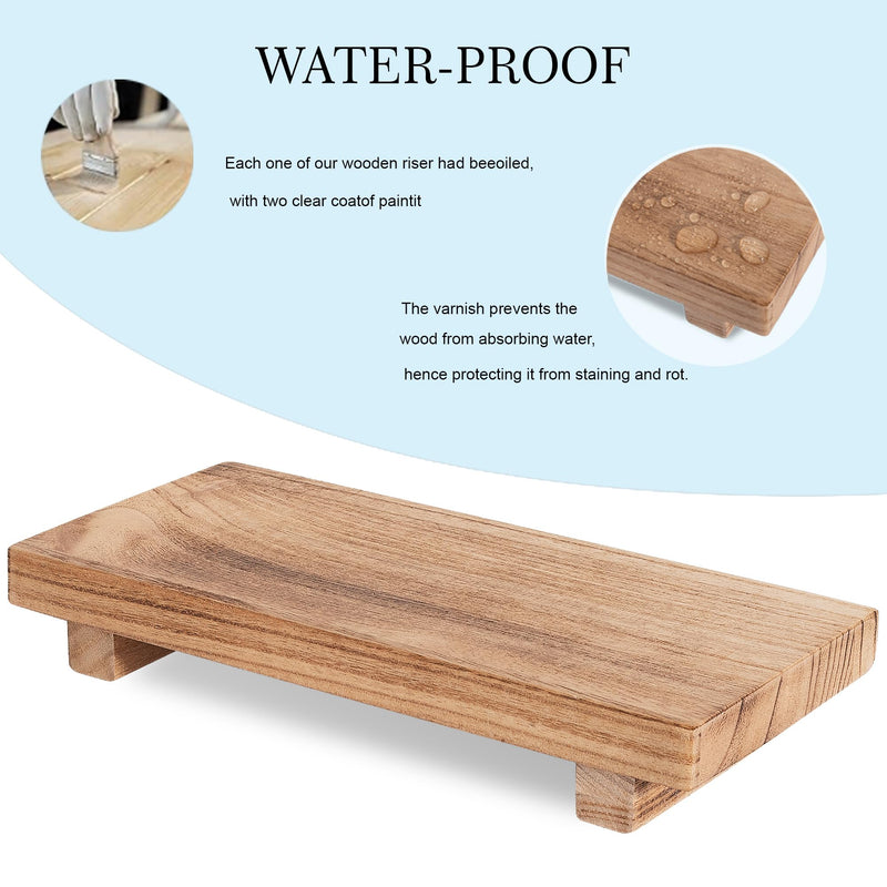 Small Wood Tray Pedestal Stand Farmhouse Bathroom Decor Decorative Wooden Riser Kitchen Soap Dish Holder for Vanity, Counter, Sink, Brown