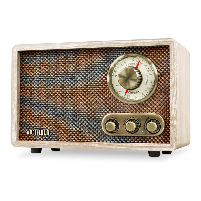 Victrola Willow – Retro Wood Bluetooth Radio with Built-in Speakers: Elegant & Vintage Design, Rotary AM/FM Tuning Dial, Bass & Treble Control, Wireless Streaming (Espresso)