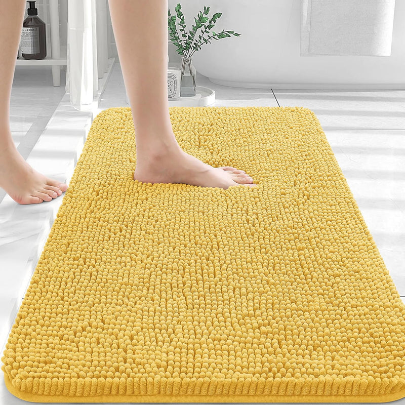 OLANLY Bathroom Rugs 30x20, Extra Soft Absorbent Chenille Bath Rugs, Rubber Backing Quick Dry, Machine Washable Bath Mats for Bathroom Floor, Tub and Shower, Home Decor Accessories, Grey