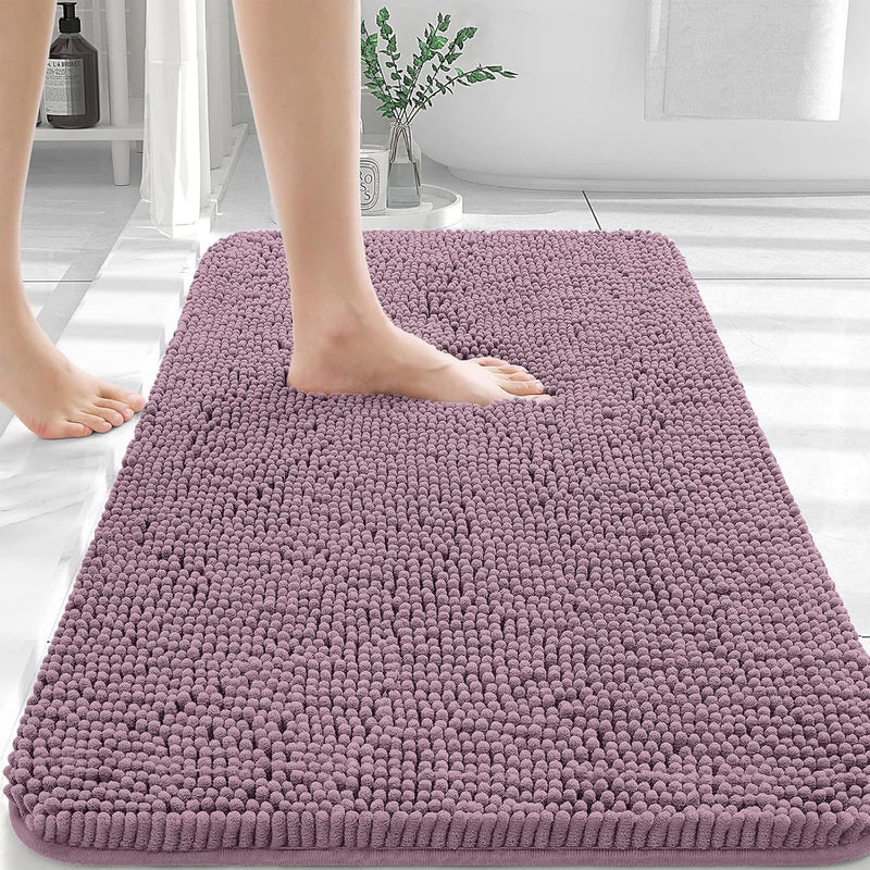 OLANLY Bathroom Rugs 30x20, Extra Soft Absorbent Chenille Bath Rugs, Rubber Backing Quick Dry, Machine Washable Bath Mats for Bathroom Floor, Tub and Shower, Home Decor Accessories, Grey