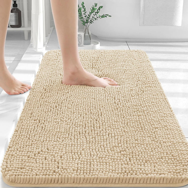OLANLY Bathroom Rugs 30x20, Extra Soft Absorbent Chenille Bath Rugs, Rubber Backing Quick Dry, Machine Washable Bath Mats for Bathroom Floor, Tub and Shower, Home Decor Accessories, Grey